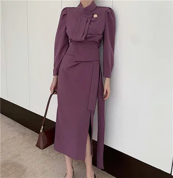 

Two Piece Sets Tops and Skirts Women 2020 New Autumn Winter New Twist Bowtie Sweater + Skirt Sets Fashion 2 piece Knitted Suit