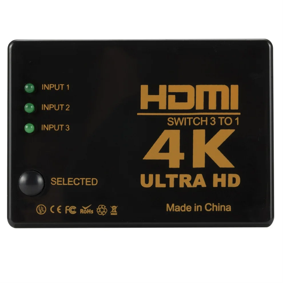 HDMI Switch LccKaa 4K 3x1 HDMI-compatible Switch HD 1080P Video Switcher Adapter 3 Input 1 Output Port Hub for DVD HDTV Xbox PS3 PS4 Laptop