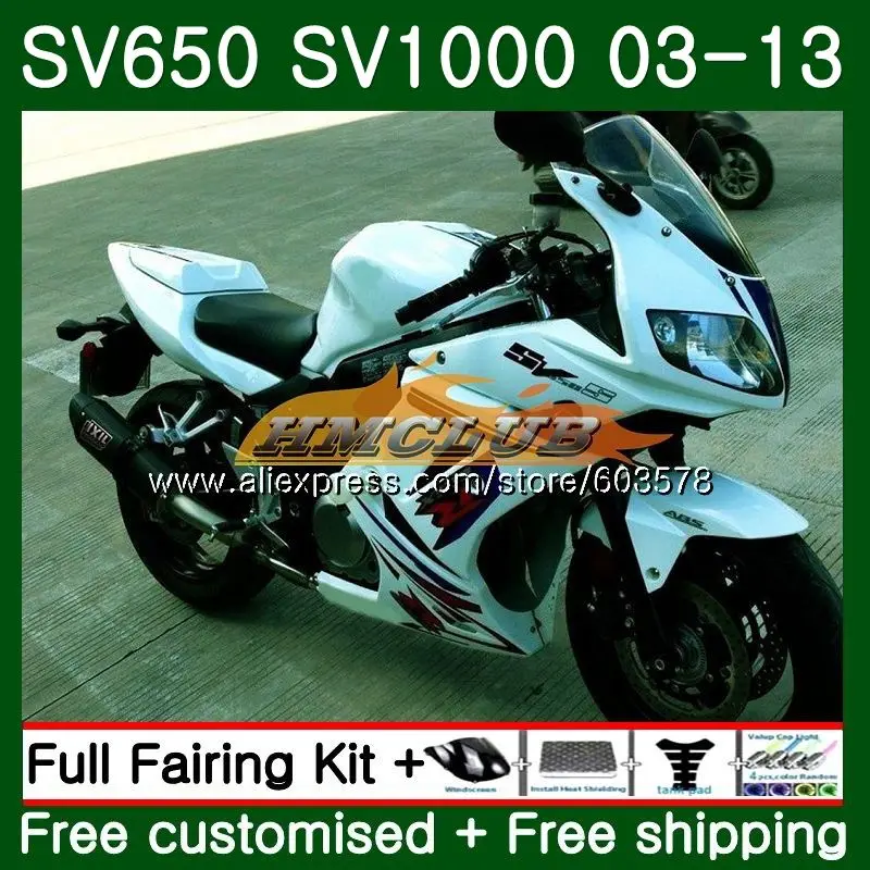 SV650S для SUZUKI SV650S 03 06 07 08 09 10 13 19CL. 85 SV1000S 2004 2005 2006 2007 2008 2009 2010 2012 2013 обтекатель глянцевый белый