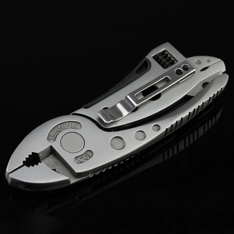 Camping Equipment Multi-tool Pliers Folding Knife Sharp Silver Stainless Steel Carved Lines Non-slip Outdoor Forest Tourism