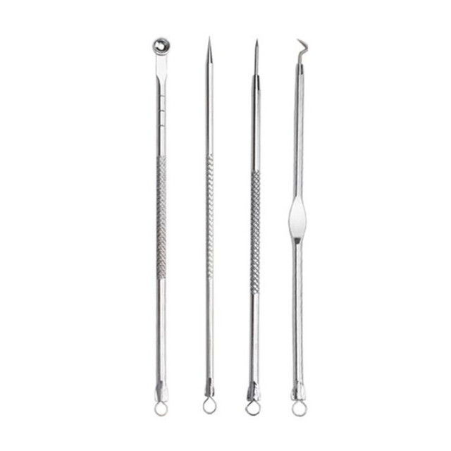 Acne Blemish Remover Blackhead Extractor Black Dots Cleaner Needles Set Black Spots Pore Cleanser Tool Rose Gold Sliver