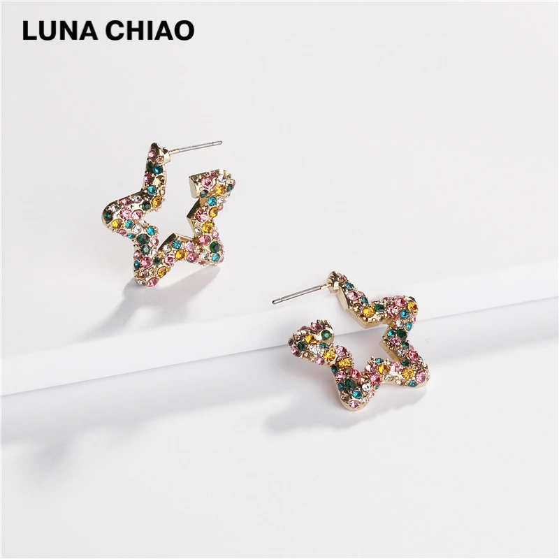 LUNA CHIAO 2020 осенне-зимние цветные радужные серьги-кольца в форме звезды женские