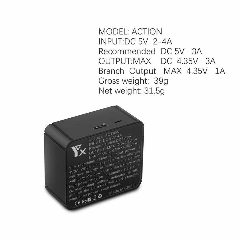 AAAE Top-3 батарея порт быстрое зарядное устройство type-C Usb зарядка коробка для Dji Osmo экшн-камеры
