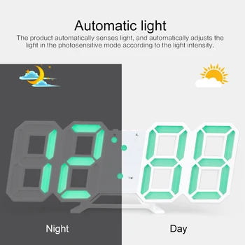 

1PC 3D Wall Clock LED Digital Table Display Date And Time Desktop Clock Alarm Clocks For Home Living Room Decor Modern Design
