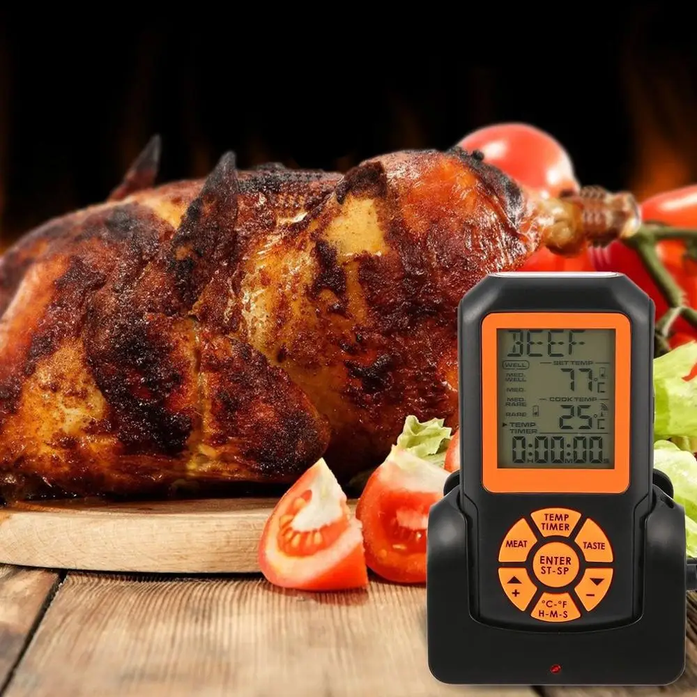 

TS-K35Digital Remote Wireless Food Kitchen Oven Thermometer Probe For BBQ Grill Oven Meat Timer Temperature Manually Set