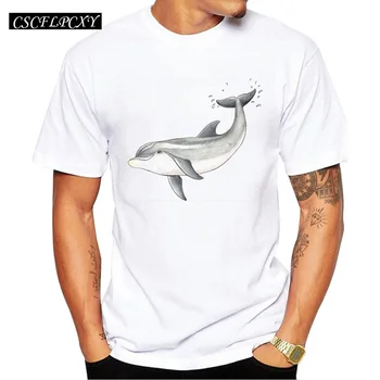 

2019 Fashion Men T-Shirt Hipster Short Sleeve T Shirt Baby dolphin Printed Tee O-Neck Casual Tops