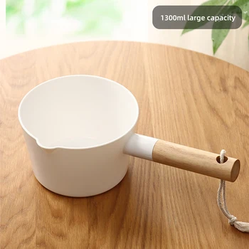

Kitchen Water Scoop Wooden Long Handle Water Ladle Bathroom White Scoop Japanese Style ABS Water Scoop Thick Plastic Long Handle