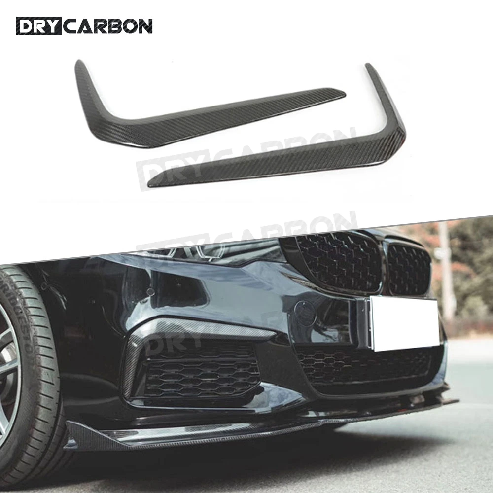 For BMW 5 Series G30 G38 M Sport 2017-2019 Front Bumper FogLamp Eyelids Carbon Fiber Air Vent Canards Trim Covers