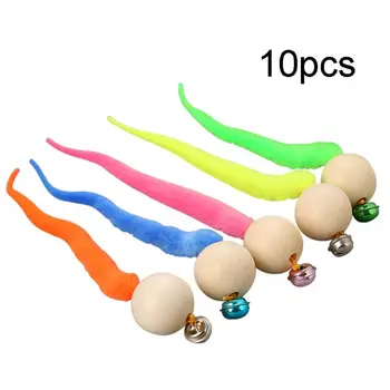 

10 Pcs Interactive Cat Worms Ball with Bell Brightly Colored Kitten Exercise Toy