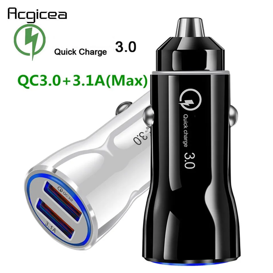 

Quick Charge 3.0 QC 3.0 Dual USB Car Charger For iphone 7 8 plus X XS Max Fast Charging Adapter Car-Charger For Samsung S7 S8 S9