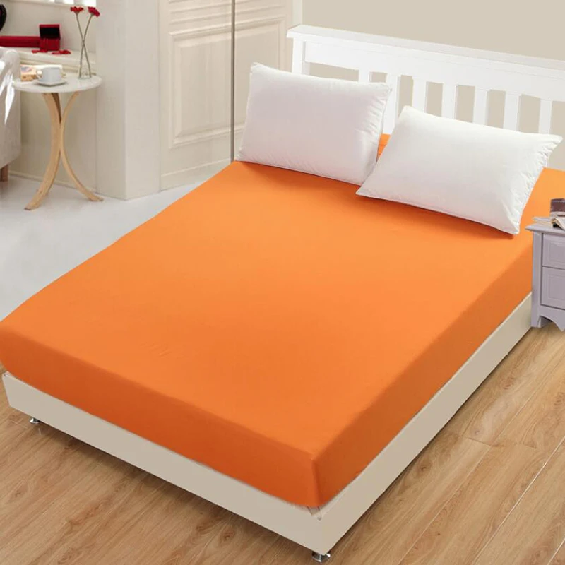 Hotel Non-slip Fitted Sheet Home Bed Sheet Fitted Sheet Bed Cover Elastic Band Mattress Cover Bedding Bedspread Bed Protector - Цвет: Orange