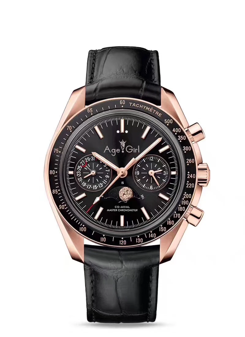 

Luxury Brand New Men Automatic Mechanical Watches Speed Black Blue Leather Canvas Luminous Moonphase Watch Dark Ceramic Bezel