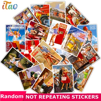 

25Pcs Mixed World War II Sexy Pin Up Girl Poster Stickers Waterproof PVC Guitar Car Motorcycle Luggage Laptop Decal Vsco Sticker