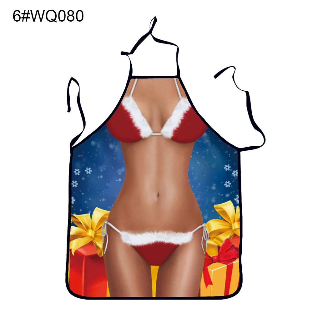 Cerative Aprons Sheelveless 3D Sexy Body Print Unisex Aprons Baking Cooking Anti Oil Apron Christmas Party Props Kitchen Tools