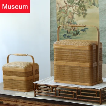 

Mu Shan Bamboo Weaving The Gift Box Spirit Book Double-deck High Fund Accept Box Tea Box Teahouse Tea Set Accept Hotel Room