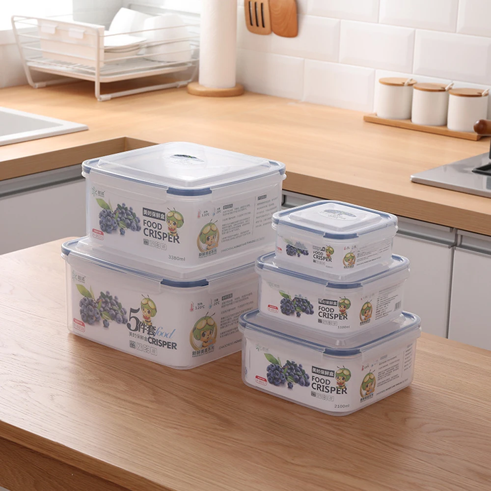 3-5 шт пищевой контейнер кухонный ящик для хранения холодильник, СВЧ-печь герметичный пластиковый контейнер для фруктов и овощей набор