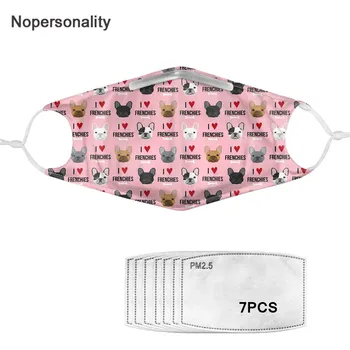 

Nopersonality French Bulldog Print Pink Mouth Masks with 7pcs Filters Washable Reusable Adults Face Mask Dustproof Mouth-muffle
