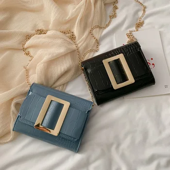 

2020 new bag female crocodile pattern pliers small square bag shoulder messenger chain female bag clutch bag