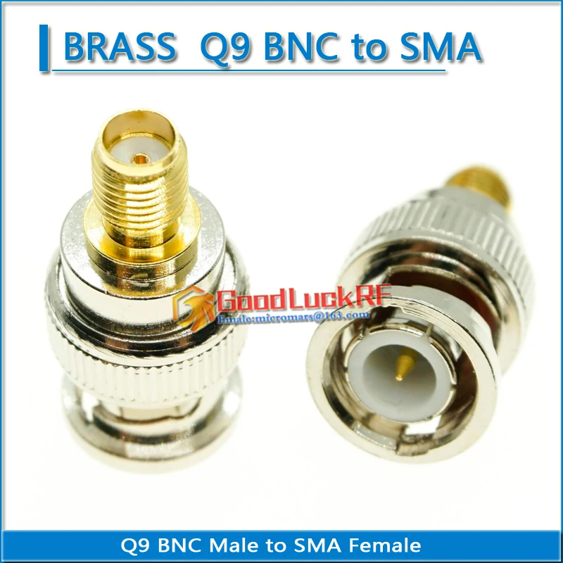 

BNC To SMA Connector Socket Brooches Q9 BNC Male to SMA Female Plug Nickel Plated Brass Straight Coaxial RF Adapters
