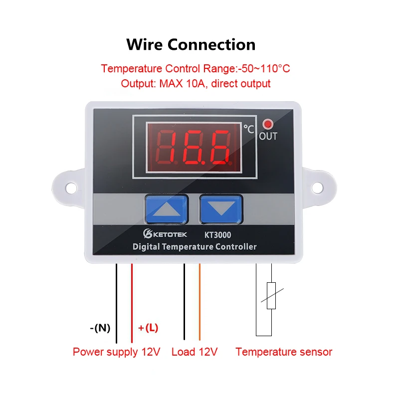 LED Digital Temperature Alarm High Precision Thermostat AC11V-220V/DC12V GR 