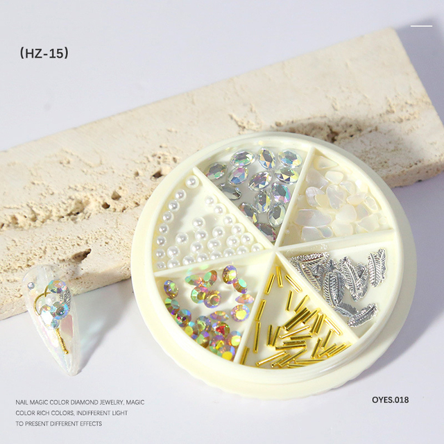 Color Chameleon Stone Nail Rhinestone Cavair Glitter Nails Pearl Beads 3D Nail Art Decoration In Wheel Accessories