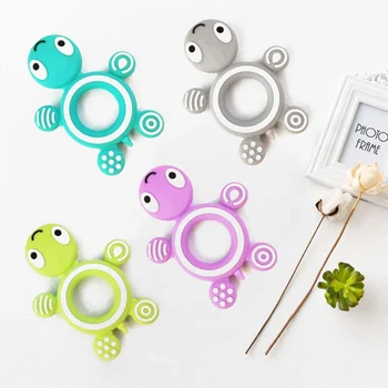 

New Style Silicone Turtle Kids Teethers Food Grade Tiny Rod Teething Necklace Baby Shower Gifts Cute Cartoon Animals Teether Toy