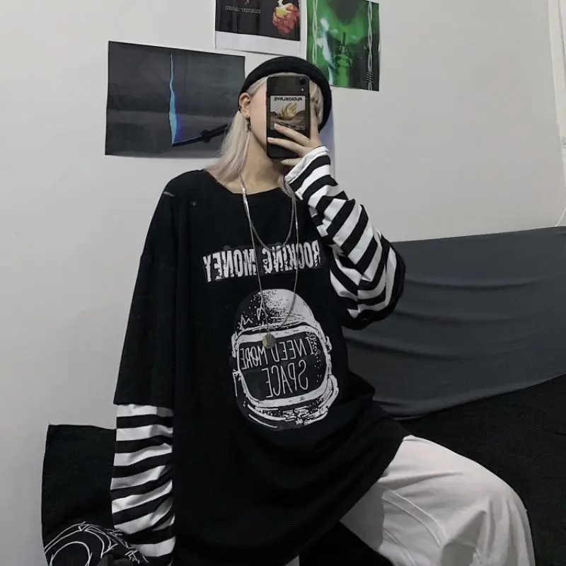 Футболка женская в стиле Харадзюку стильная фальшивая рубашка с длинными