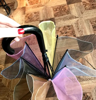 

Japan Rainbow Umbrella Transparent Windproof Long Handle Umbrella Rain Women Girl Artist Colour Changing Gift Ombrello Rain Gear