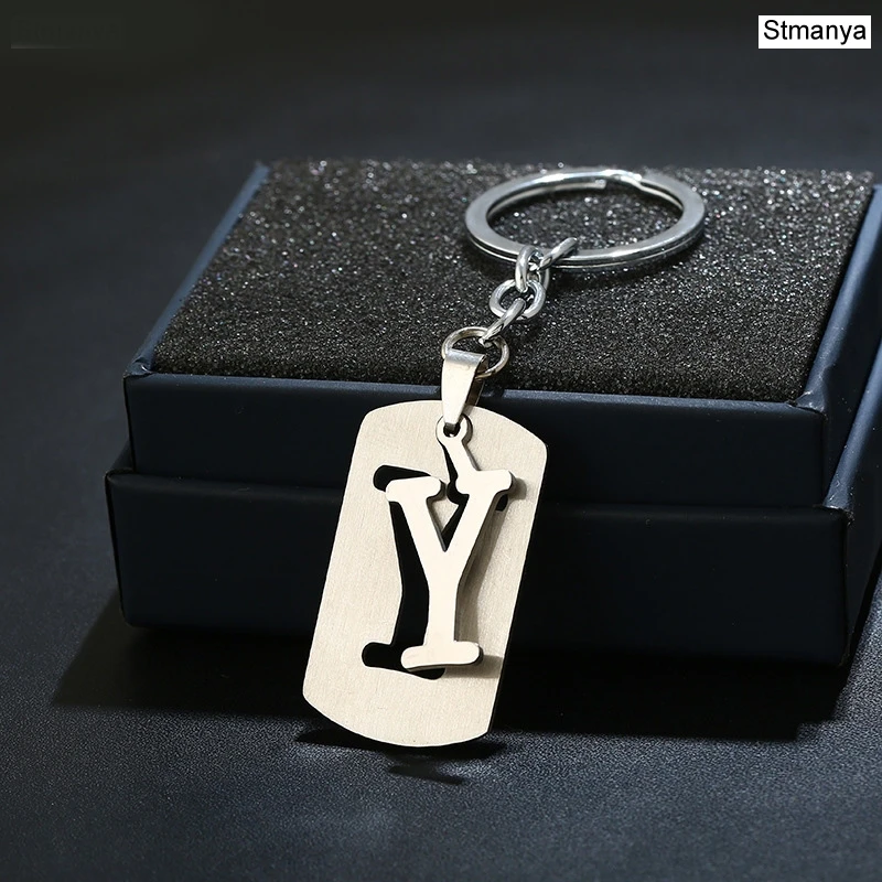 Charm Yeni 26 Harfler Paslanmaz Çelik Anahtarlık Erkek Kadın anahtarlık En Iyi Çift hediye Takı Araba Anahtarlık A-Z Anahtarlık