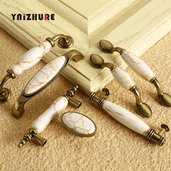 Antique Door Handles Marble Vein Knobs and Handles Ceramic Handles for Kitchen Cupboards Cabinet Furniture knobs Drawer Pulls