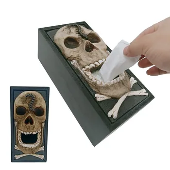

Creative Skull Tissue Box Paper Holder Halloween Tissue Box Office Desktop Home Skull Decoration Car Ornaments Home Decoration