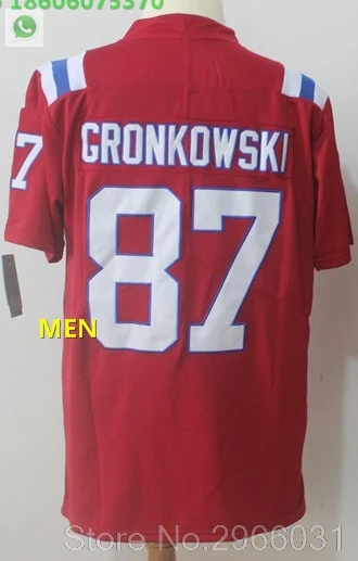 For men Новая Англия A+++ Качественная мужская футболка для взрослых Tom Brady 12 Rob Gronkowski 87 Julian Edelman 11 Brandin Cooks 14 - Цвет: For men