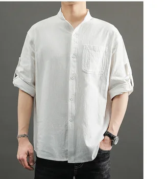 Men's Casual Cotton Shirt Loose Tops