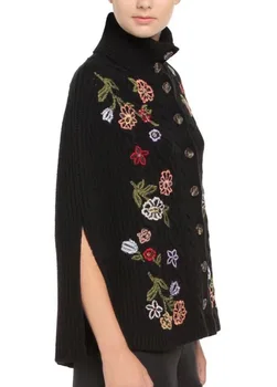 

Red 17 Flowers Embroidery Cloak Type Wool Knitting Cardigan Lose Money Qing Goods