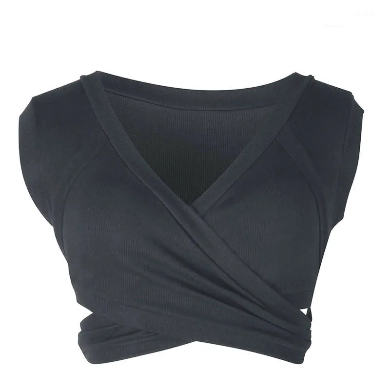 Zhangyunuo Sexy Sports Crop Tops Women Yoga Top Sleeveless Strapless Lumbar Vest Workout Gym V Neck Fitness Dry Fit Active Wear