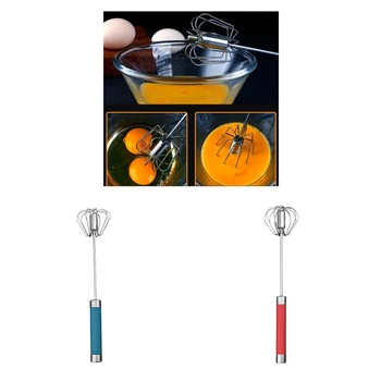 

Set Of 2 Stainless Steel Manual Hand Push Whisk Stirrer For Home Milk Bread