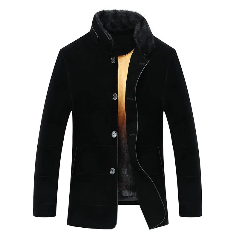 Stand Collar Настоящая норковая шуба, мужская зимняя куртка, Мужская Золотая норковая меховая подкладка, парка, Homme, теплая, плюс размер, норковая куртка, M16D01455 KJ1545 - Цвет: Stand Collar