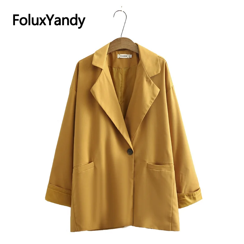 

Loose Women's Blazer Fashion Jacket Outerwear Plus Size Coats Long Sleeve Casual Single Button Blazer KKFY4853