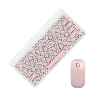 

Wireless Keyboard and Mouse Combos Round Keycap Mute Power Saving Sliding Flexible Click Obvious Feedback Sets