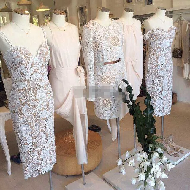 spaghetti strap robe de vestido curto new hot sexy sweetheart lace prom tea-length bridesmaid dresses party gown