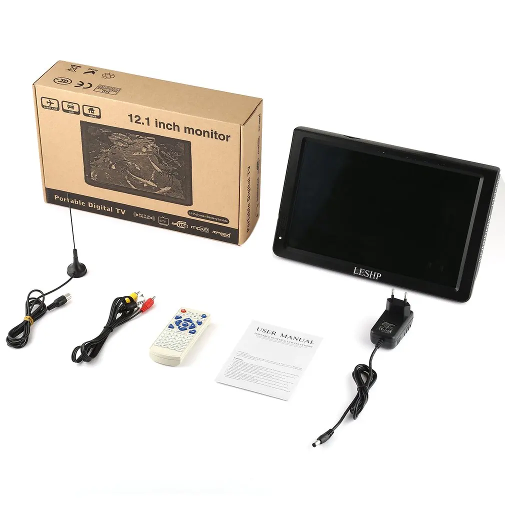 

Portable D12-DVBT-2 Multimedia Player LCD Display with Digital TV Tuner 12.1 inch Monitor LED Panel Driver HD USB/TF