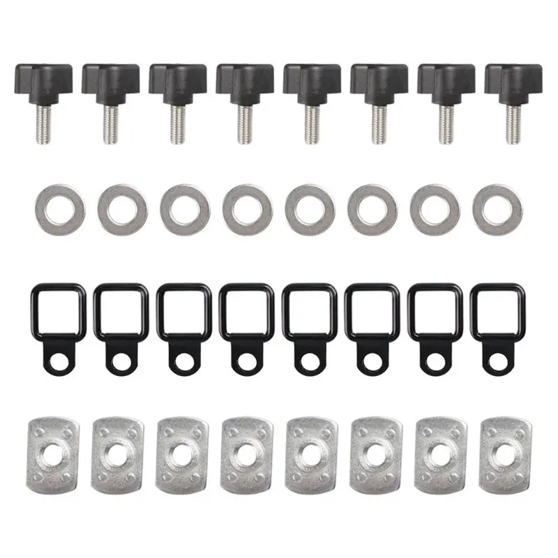 

8Pcs Hardtop Quick Removal Fastener Thumb Screws Nuts Tie Down D-Rings Anchors K1AF