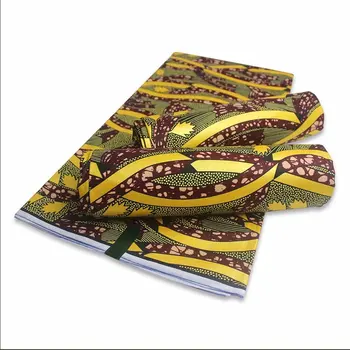 

Newest design African Wax Fabric 6 yards Nigerian Style golded Wax Print Clothing Fabric 100% Cotton African Ghana Women Fabric