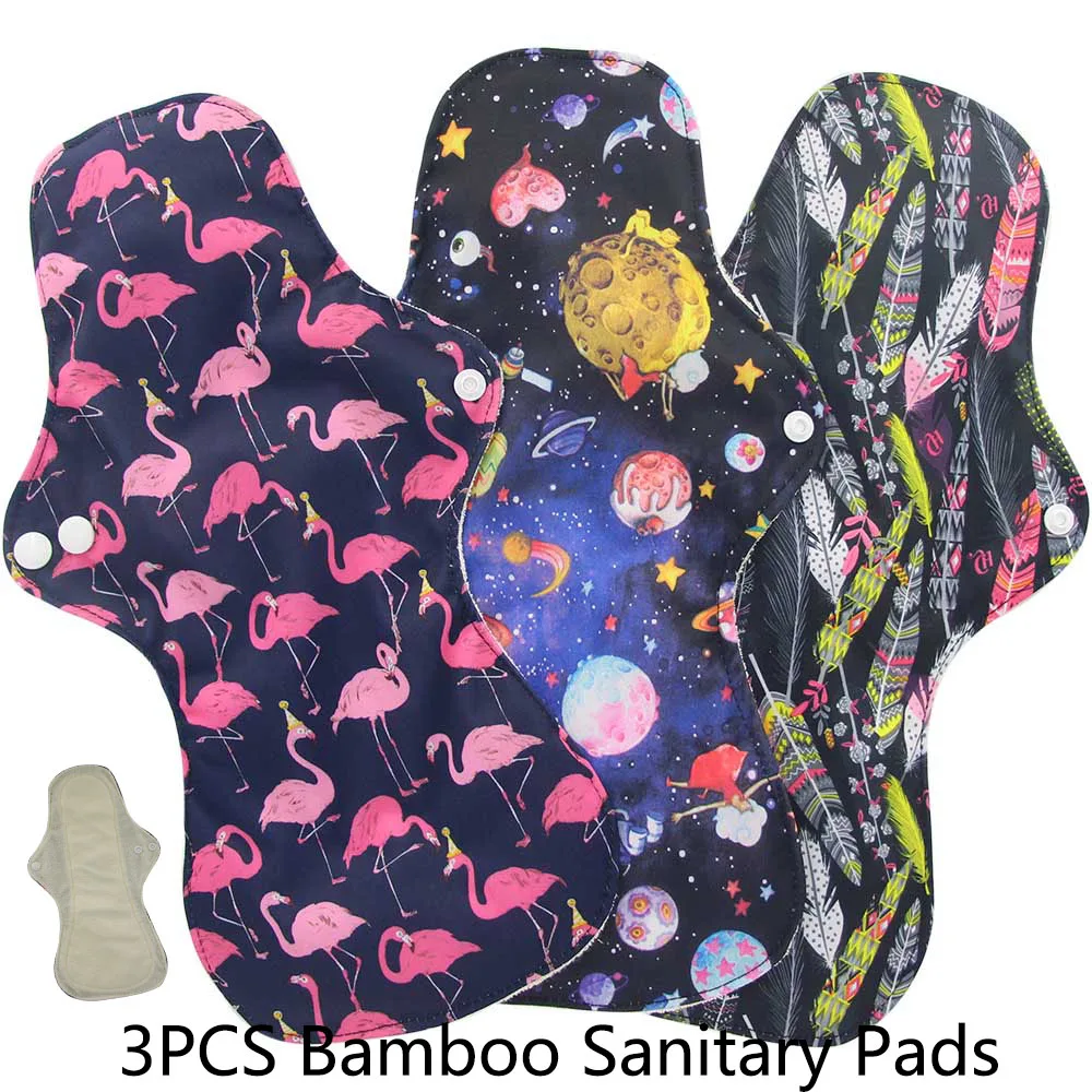 3pcs Extra Large Reusable Organic Bamboo Menstrual Pads Heavy Flow Sanitary Pads Washable Mama Sanitary Towel Pad