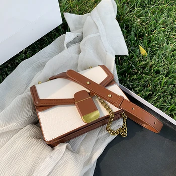 

PU Leather Contrast Color Crossbody Bags For Women 2020 Fashion Small Shoulder Bag Female Handbags And Purses Travel Bags