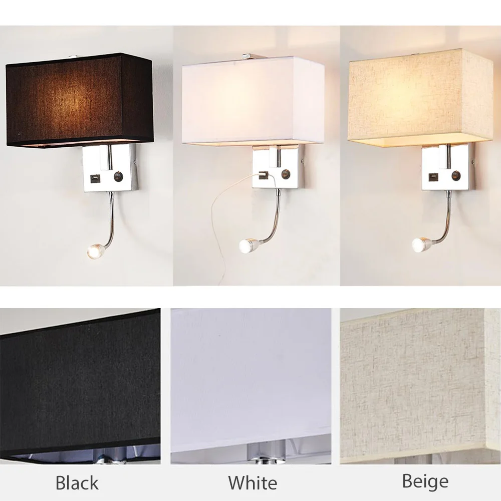 LED Wall Light USB Switch Sconce Bedroom Indoor Lighting Fixtures Up Wall Mounted E27 Bulb Hotel Cube Modern Loft Decor Lamp (1)