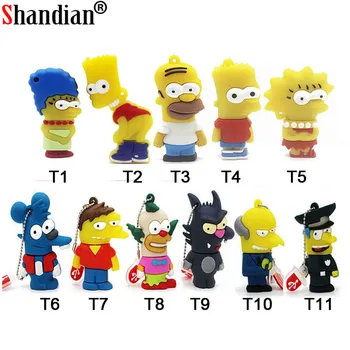 

SHANDIAN Bart Simpson Mouse Wolf 4GB 8GB 16GB 32GB 64GB Memory Stick U Disk PenDrive Homer Pen Drive USB Flash Drive