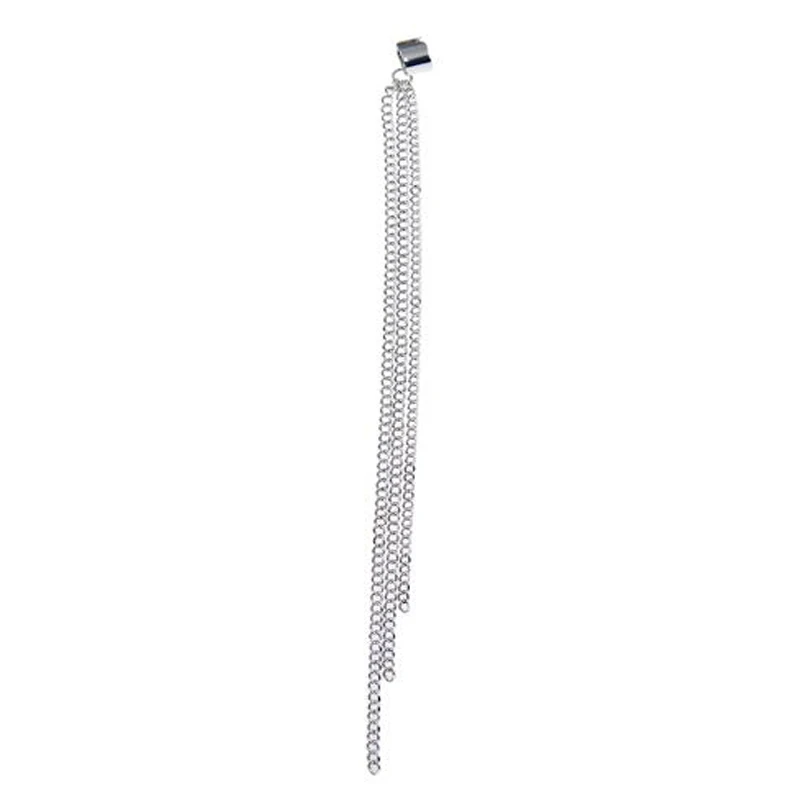 European Fashion Long Metal Chains Tassel Ear Clip Earrings for Women