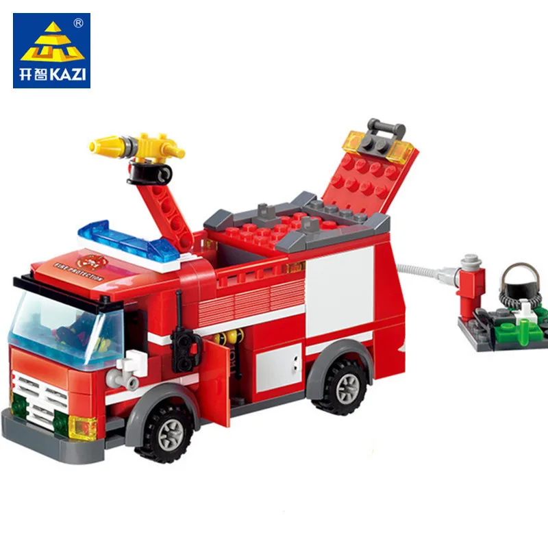 206Pcs City Fire Fight Sprinkler Truck Car Building Blocks Sets DIY Creator Bricks Figures Educational Toys for Children | Игрушки и