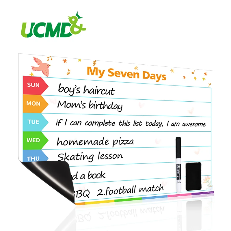 

Flexible Weekly Planner Fridge Magnets Magnetic Daily Calendar Message Whiteboard Drawing Message Boards Time Schedule 42x30cm